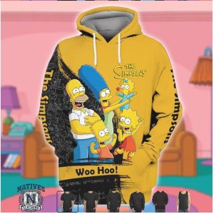 The Simpsons Family Woo Hoo Yellow Cartoon Graphic T Shirt