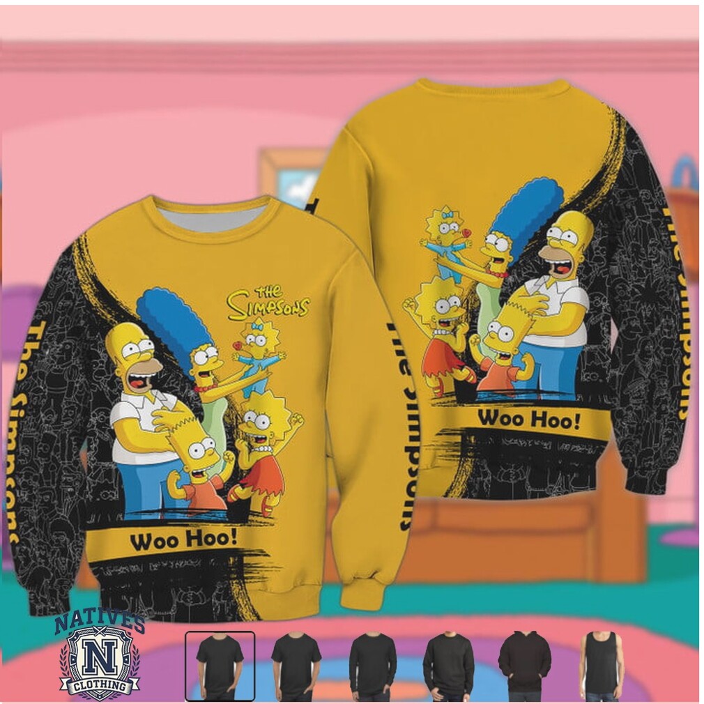 The Simpsons Family Woo Hoo Yellow Cartoon Graphic T Shirt The Simpsons Family Woo Hoo Yellow Cartoon Graphic T Shirt
