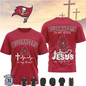 Tampa Bay Buccaneers Faith Cross Heartbeat Jesus In My Heart T Shirt