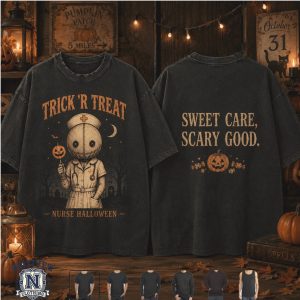 Trick R Treat Nurse Halloween Sweet Care Scary Good T Shirt