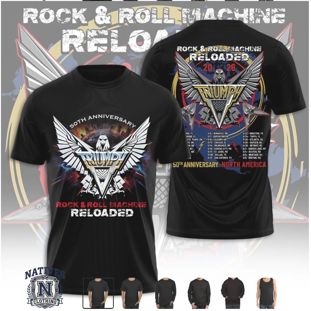 Triumph Rock And Roll Machine 50th Anniversary Concert T Shirt Triumph Rock And Roll Machine 50th Anniversary Concert T Shirt