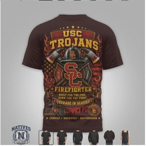 USC Trojans Firefighter Helmet Brotherhood Fire Rescue T Shirt