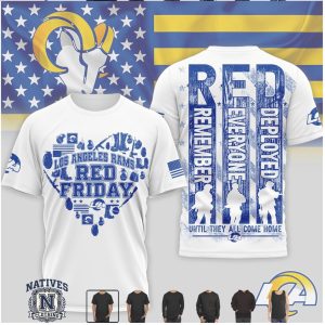 Los Angeles Rams Red Friday Military Heart Remember Everyone Deployed T Shirt