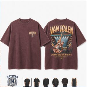 Van Halen Classic Rock Band Stage Lightning Guitar T Shirt