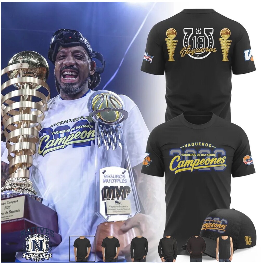 Vaqueros de Bayamon Basketball Championship Trophy Black T Shirt Vaqueros de Bayamon Basketball Championship Trophy Black T Shirt