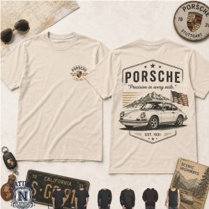 Vintage Porsche 911 Flag Precision In Every Mile Graphic T Shirt