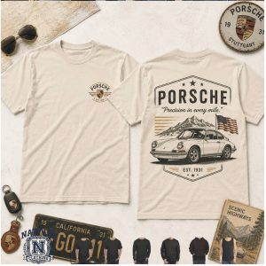 Vintage Porsche 911 Flag Precision In Every Mile Graphic T Shirt