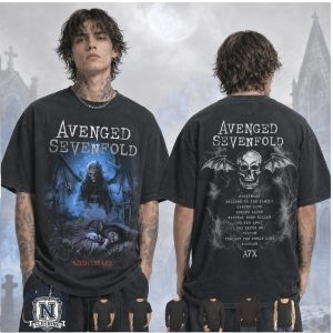 Avenged Sevenfold Nightmare Skull Gothic Band Graphic T Shirt