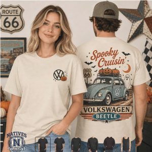 Volkswagen Beetle Spooky Cruisin Halloween Vintage Route 66 T Shirt