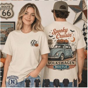 Volkswagen Beetle Spooky Cruisin Halloween Vintage Route 66 T Shirt