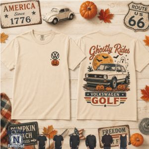Volkswagen Golf GTI Ghostly Rides Retro Halloween Car T Shirt