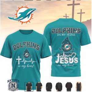 Miami Dolphins Jesus In My Heart Cross Faith Football T Shirt