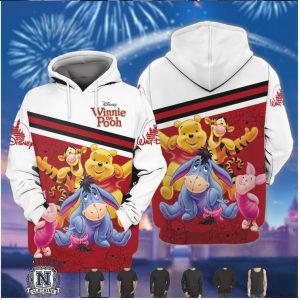 Winnie The Pooh Friends Red White Cartoon Graphic T Shirt