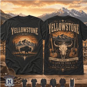 Yellowstone Band Western Bison Skull Live On Tour Country T Shirt