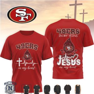 San Francisco 49ers Jesus In My Heart Cross Faith Football T Shirt