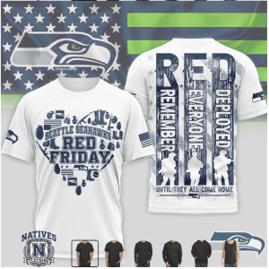 Seattle Seahawks Red Friday Military Heart Remember Everyone Deployed T Shirt