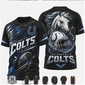 Indianapolis Colts Horse Helmet Graphic Football Team T Shirt
