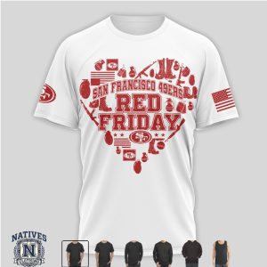 San Francisco 49ers Red Friday Military Heart Remember Everyone Deployed T Shirt