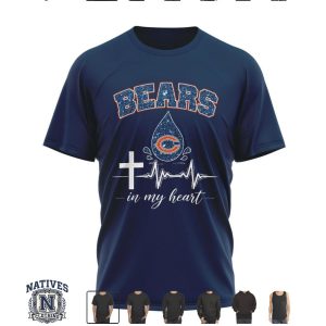 Chicago Bears Faith Cross Heartbeat Jesus In My Heart T Shirt