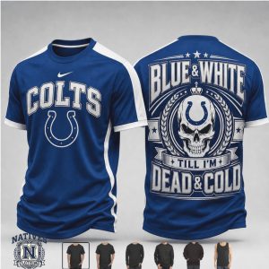 Indianapolis Colts Skull Blue And White Football Fan T Shirt