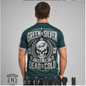 Philadelphia Eagles Skull Green And Silver Football Fan T Shirt