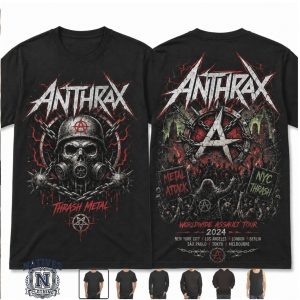 Anthrax Worldwide Assault Tour Thrash Metal Skull Graphic T Shirt