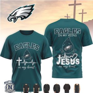 Philadelphia Eagles Jesus In My Heart Cross Faith Football T Shirt