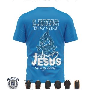 Detroit Lions Jesus In My Heart Cross Faith Football T Shirt