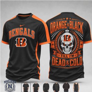 Cincinnati Bengals Skull Orange And Black Football Fan T Shirt