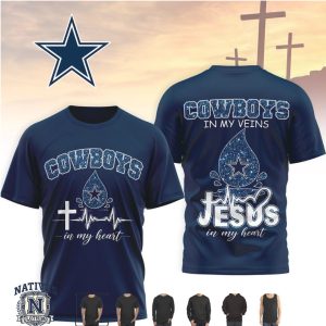 Dallas Cowboys Jesus In My Heart Cross Faith Football T Shirt