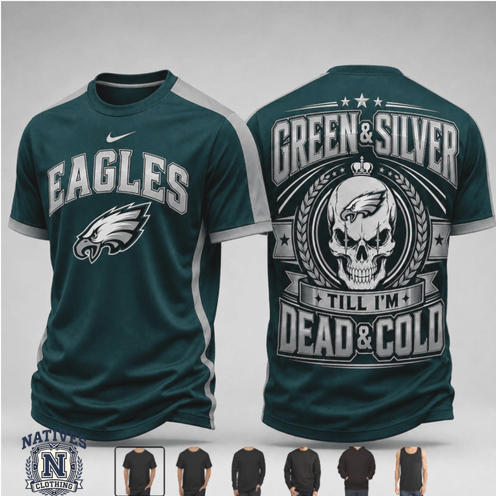 Philadelphia Eagles Skull Green And Silver Football Fan T Shirt Philadelphia Eagles Skull Green And Silver Football Fan T Shirt