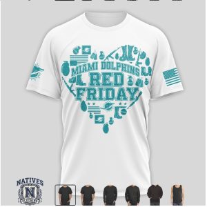 Miami Dolphins Red Friday Military Heart Support Graphic T Shirt