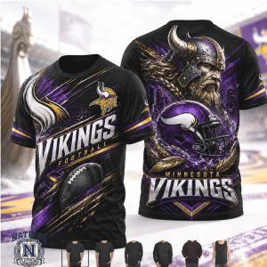Minnesota Vikings Warrior Helmet Graphic Football Team T Shirt