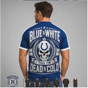 Indianapolis Colts Skull Blue And White Football Fan T Shirt
