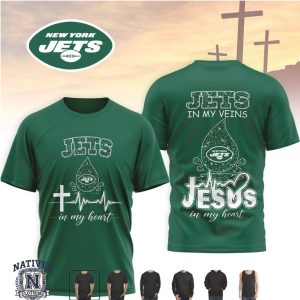 New York Jets Faith Cross Heartbeat Jesus In My Heart T Shirt