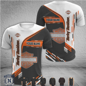 Harley Davidson Motorcycle Logo Orange Custom T Shirt