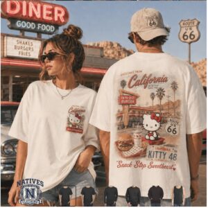 In N Out California Hello Kitty Diner Route 66 T Shirt