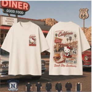 In N Out California Hello Kitty Diner Route 66 T Shirt
