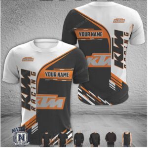 KTM Racing Motorcycle Custom Name Black White T Shirt