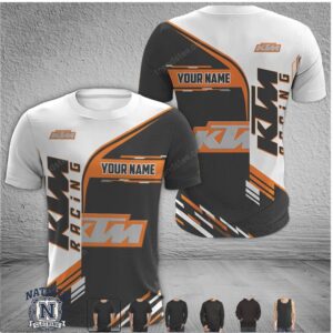KTM Racing Motorcycle Custom Name Black White T Shirt