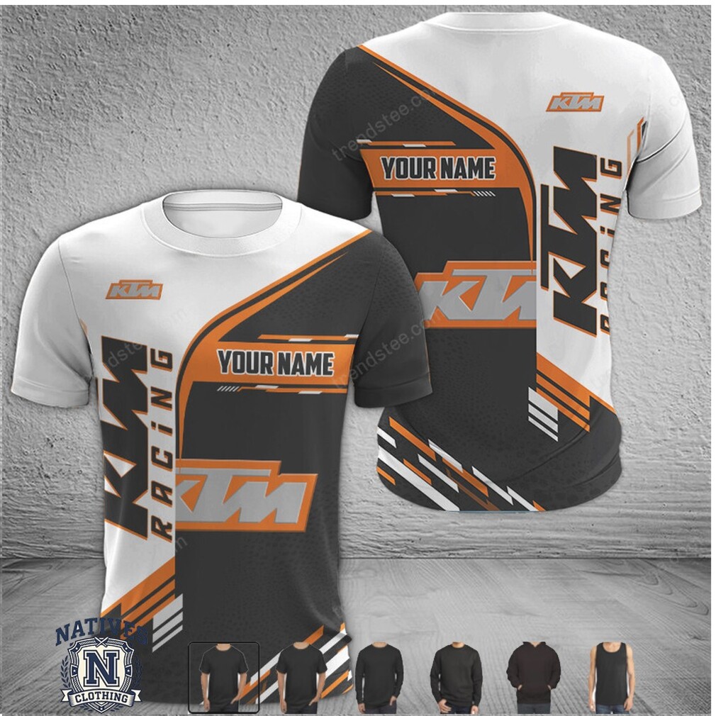 KTM Racing Motorcycle Custom Name Black White T Shirt KTM Racing Motorcycle Custom Name Black White T Shirt