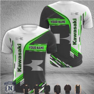 Kawasaki Racing Team Green Stripe Custom T Shirt