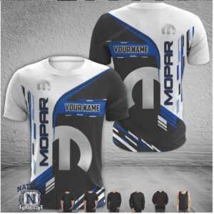 Mopar Performance Logo Blue Striped Custom T Shirt