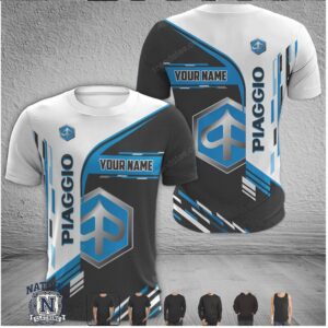 Piaggio Custom Name Blue Scooter Racing T Shirt