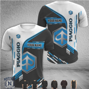 Piaggio Custom Name Blue Scooter Racing T Shirt