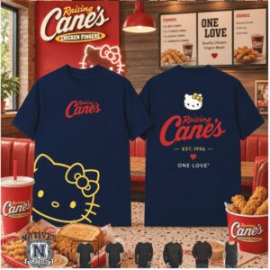 Raising Canes Chicken Fingers Hello Kitty T Shirt