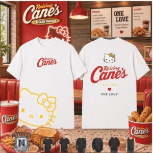 Raising Canes Chicken Fingers Hello Kitty T Shirt